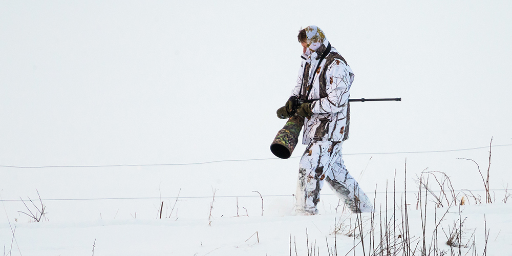 På jakt efter jorduggla - Mönarp, Falköping mars -23 Cammoklädd fotograf på jakt efter jorduggla